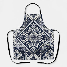 Einfaches Design der Batik Blau- und Weißfliesen Schürze