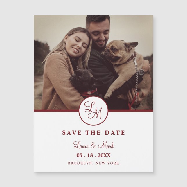 Einfaches Design Rustikale Touchs Foto Hochzeit Magnetkarte (Vorderseite)