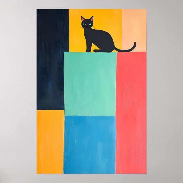 Einfaches Design schwarze Katze  Poster (Vorne)