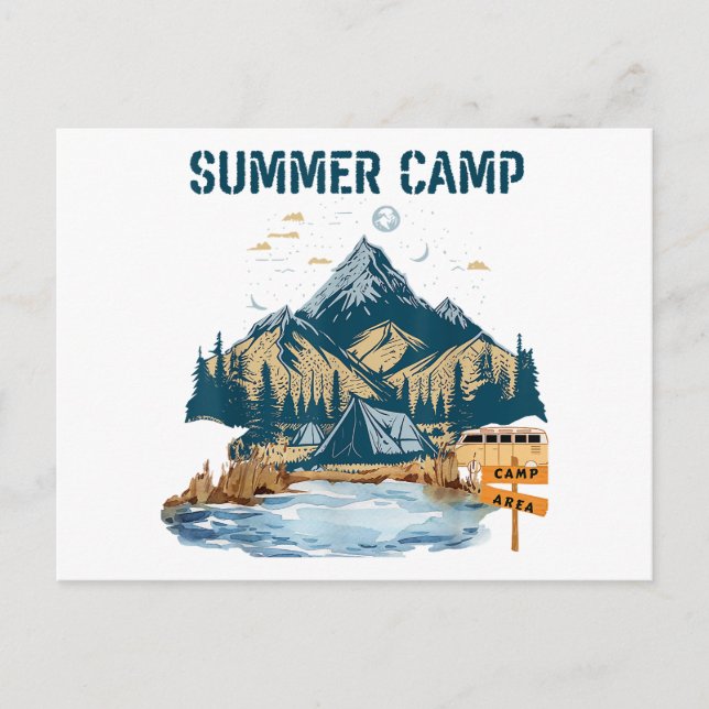 Einfaches Design Sommer Camp Postkarte (Vorderseite)