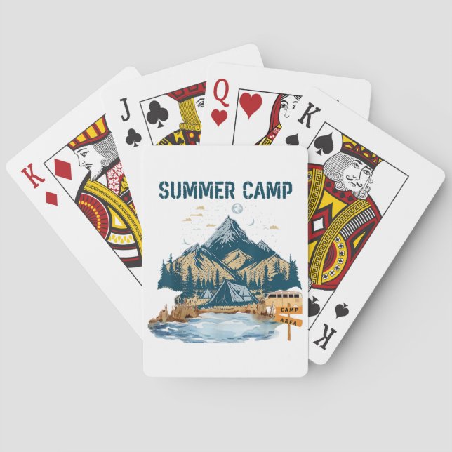 Einfaches Design Sommer Camp Spielkarten (Rückseite)