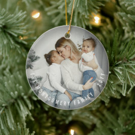 Einfaches Double Foto Moderner Weihnachtsfeiertag Keramikornament