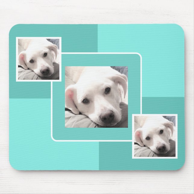 Einfaches Drei-Foto-Design Modernes Square Design  Mousepad (Vorne)