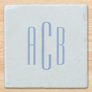 Einfaches dreibuchstabiges blaues Monogramm Steinuntersetzer