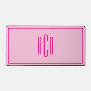 Einfaches, dreibuchstabiges, heißrosa Monogramm Schreibtischunterlage