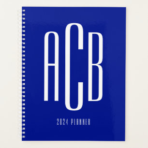 Einfaches dreibuchstabiges königsblaues Monogramm Planer