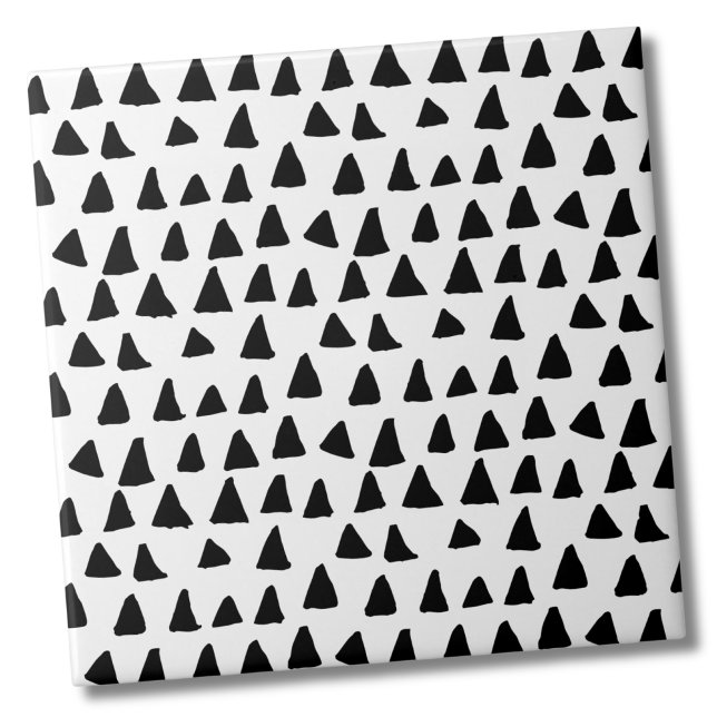 Einfaches Dreieck-Schwarz-weißes Muster Fliese (Simple Triangle Black White Pattern Ceramic Tile)