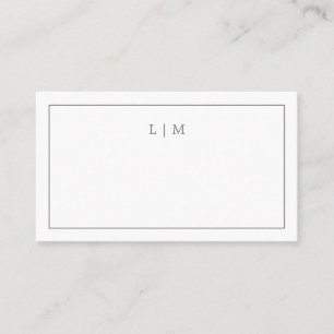 Einfaches dunkelgraues Monogramm Elegante Hochzeit Platzkarte