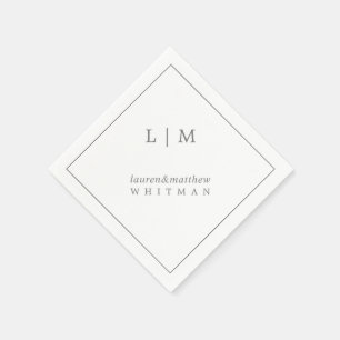 Einfaches Dunkelgraues Monogramm Elegante Hochzeit Serviette