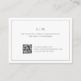 Einfaches dunkelgraues Monogramm QR-Code-Hochzeit Mitteilungskarte