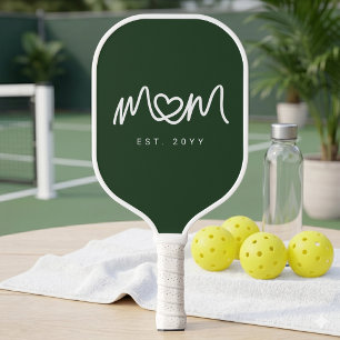 Einfaches Dunkelgrünes Herz Skript Mom Gegründet E Pickleball Schläger