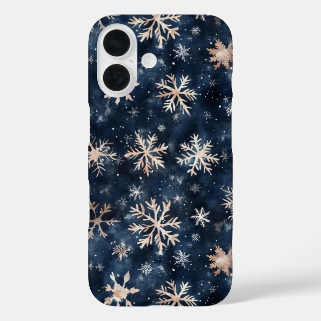 Einfaches dunkles Blau mit Schneeflocken Case-Mate iPhone Hülle (Rückseite)