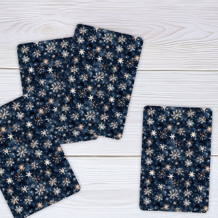 Einfaches dunkles Blau mit Schneeflocken Spielkarten