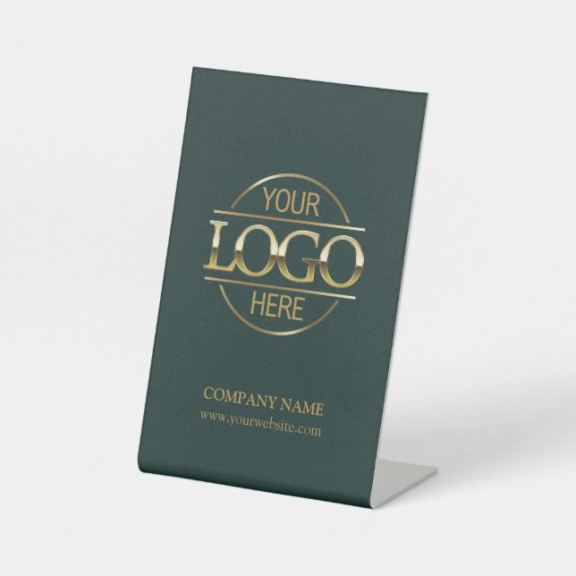 Einfaches dunkles grünes Firmenlogo Sockelschild (Vorderseite)