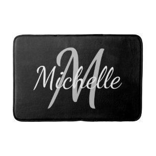 Einfaches dunkles schwarzes fette Typografie & Nam Badematte