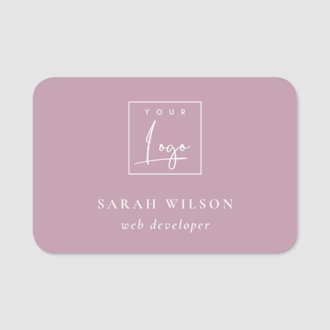 Einfaches Duskyrosa Logo für Werbeaktionen Namensschild (Vorderseite)