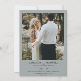 Einfaches Dusty Blue Gray Foto Frame Handfastinv Einladung