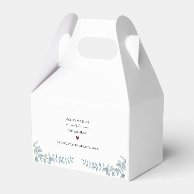 Einfaches Dusty Blue Watercolor Foliage Hochzeitst Geschenkschachtel (Vorderseite)