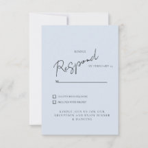 Einfaches Dusty Blue Wedding RSVP Dinner & Dancing