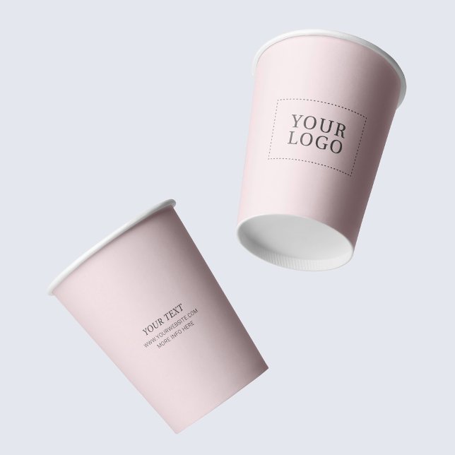 Einfaches Dusty Pink Minimal Business Logo Pappbecher (Von Creator hochgeladen)