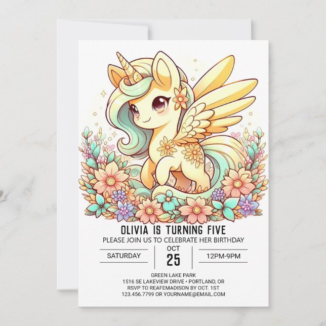 Einfaches Einhorn Digital Geburtstag Einladung (Vorderseite)