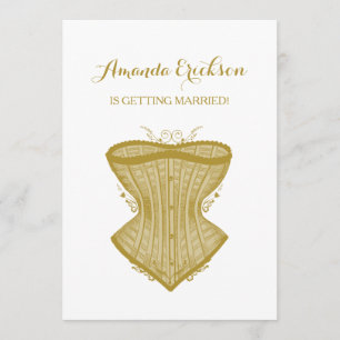 Einfaches Elegance Gold Corset Lingerie Brautparty Einladung