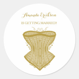 Einfaches Elegance Gold Corset Lingerie Brautparty Runder Aufkleber