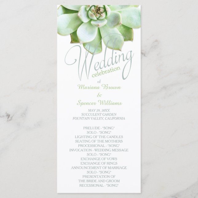 Einfaches Elegance-Hochzeitsprogramm Programm (Vorderseite)