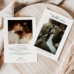 Einfaches Elegance Wedding Foto Dankeskarte<br><div class="desc">Einfache und elegante Hochzeitskarte mit Wirblem und Retro-Text über dem Foto,  der "danke" mit Sternen sagt.</div>
