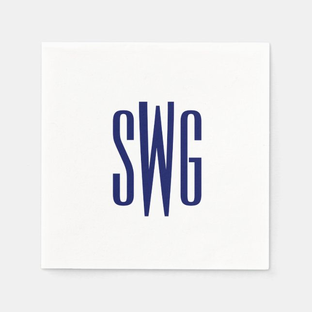 Einfaches Elegant 3 Initial Letter Monogram #8BSt3 Serviette (Vorderseite)