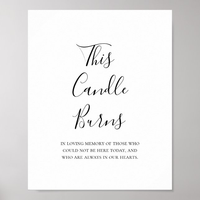 Einfaches Elegant dieses Candle Burns Wedding Sign Poster (Vorne)