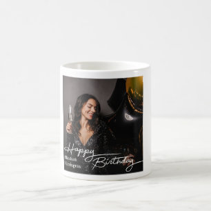 Einfaches Elegant Happy Birthday Foto Kaffeetasse