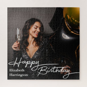 Einfaches Elegant Happy Birthday Foto Puzzle