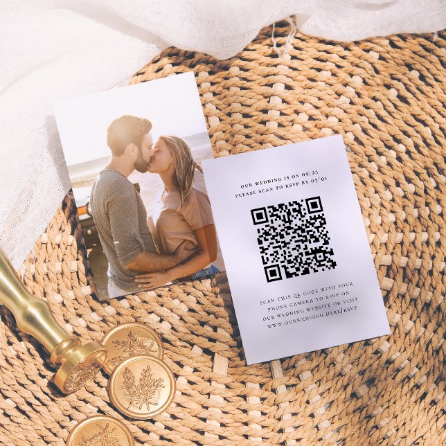 Einfaches Elegant-Minimal-Foto QR-Code-Hochzeit RS Begleitkarte (Von Creator hochgeladen)