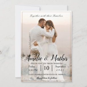 Einfaches Elegant mit Foto Hochzeit Einladungen
