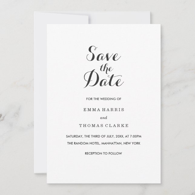 Einfaches Elegant | Moderne Hochzeit Sichern Sie d Save The Date (Vorderseite)