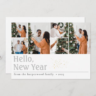 Einfaches Elegant Modernes Happy Neujahr Sechs Fot Feiertagskarte