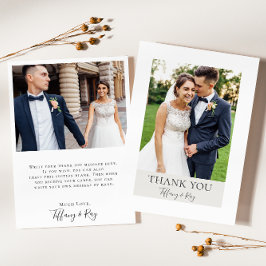 Einfaches Elegant | Weißes und Beige Foto Dankeskarte