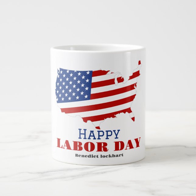 Einfaches Eleganter Arbeitstag mit US-Flagge Jumbo-Tasse (Vorderseite)