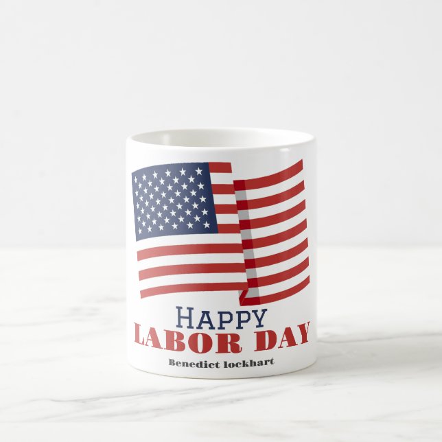 Einfaches Eleganter Arbeitstag mit US-Flagge Kaffeetasse (Mittel)