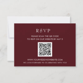 Einfaches Eleganter, moderner Burgund QR CODE RSVP Karte