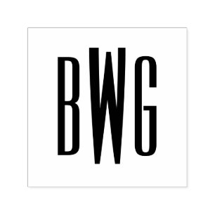 Einfaches Elegantes 3 Anfangsbuchstaben Monogramm Permastempel