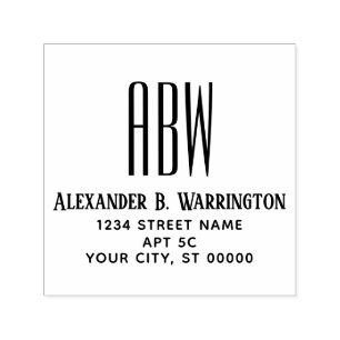 Einfaches Elegantes 3-Anfangsbuchstaben-Monogramm Permastempel