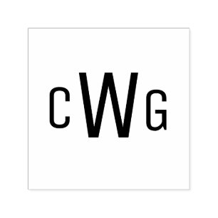 Einfaches Elegantes 3 Initialen Buchstaben Monogra Permastempel