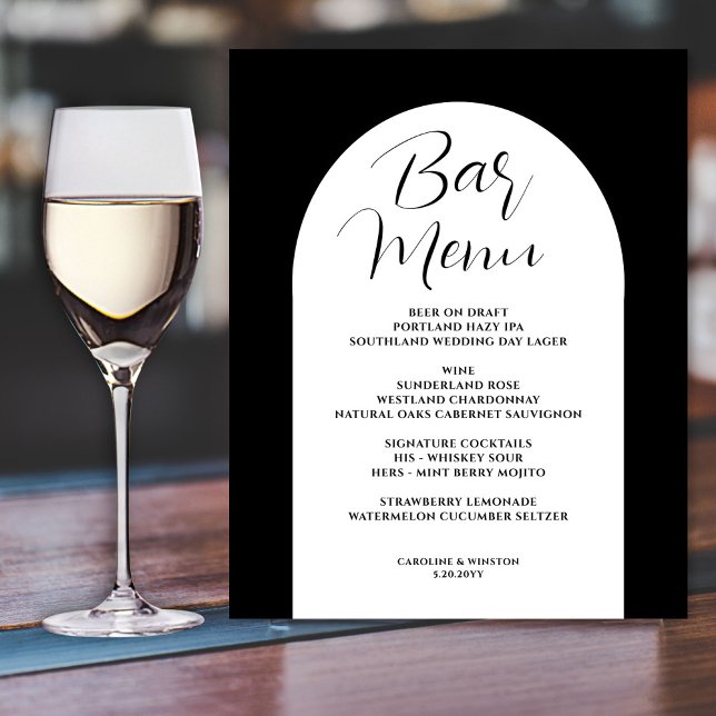 Einfaches elegantes Arch, Black, Wedding Bar Menu  Acrylschild (Von Creator hochgeladen)