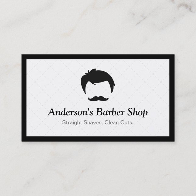 Einfaches elegantes Barber-Shop-Logo Modernst Schw Visitenkarte (Vorderseite)