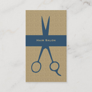 Einfaches elegantes beige Blau Scissor Visitenkarte