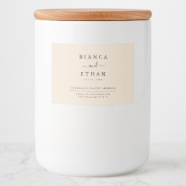 Einfaches elegantes Beige- und Black Wedding Food  Lebensmitteletikett