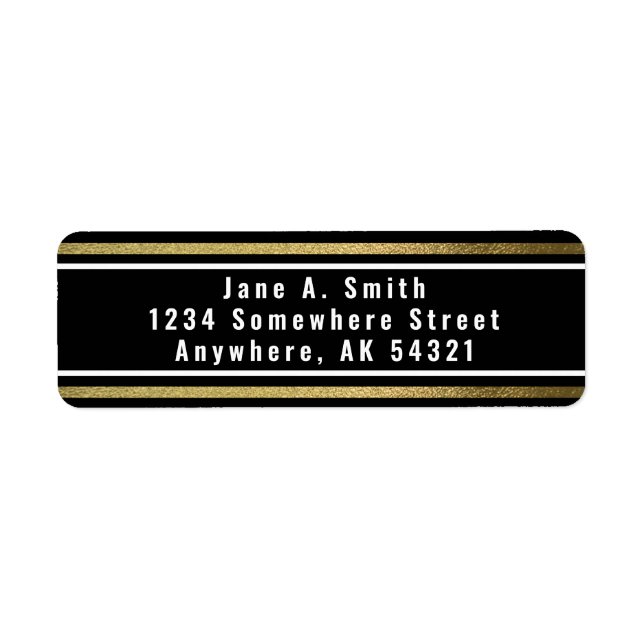 Einfaches Elegantes Black and Gold Foil Label (Vorne)