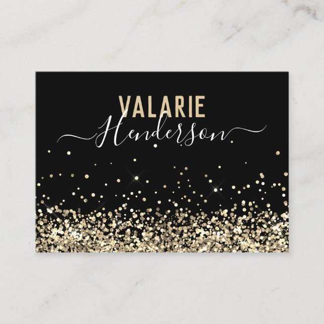 Einfaches elegantes Black-Gold-Script Visitenkarte (Vorderseite)